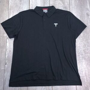 Tesla Polo Shirt Mens XL Black Embroidered Logo Short Sleeve Workwear Uniform